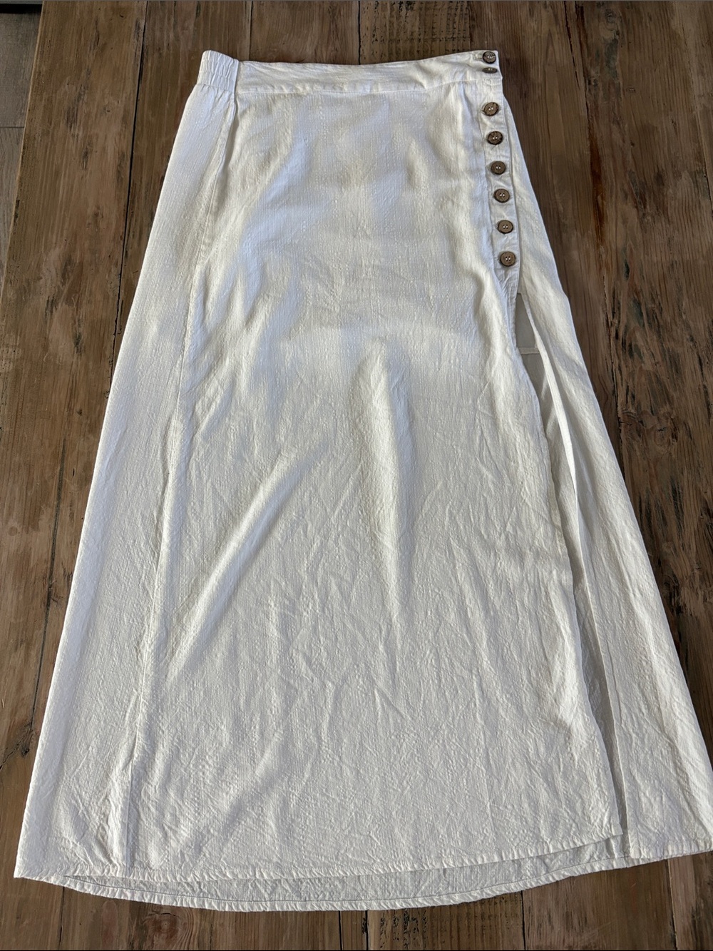 White Crow White Maxi Skirt with Side Button Detail